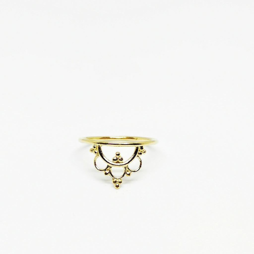 anillo crown, Chapado en oro 24k
